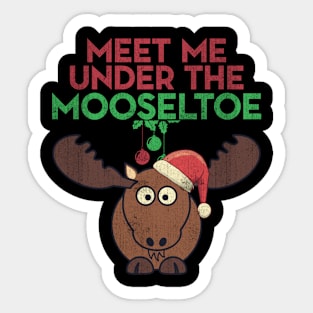 Meet Me Under The Mooseltoe Funny Christmas Sticker